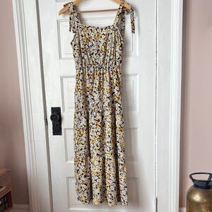 knee length dresses for ladies Elleta Midi Dress in Retro Floral Blue